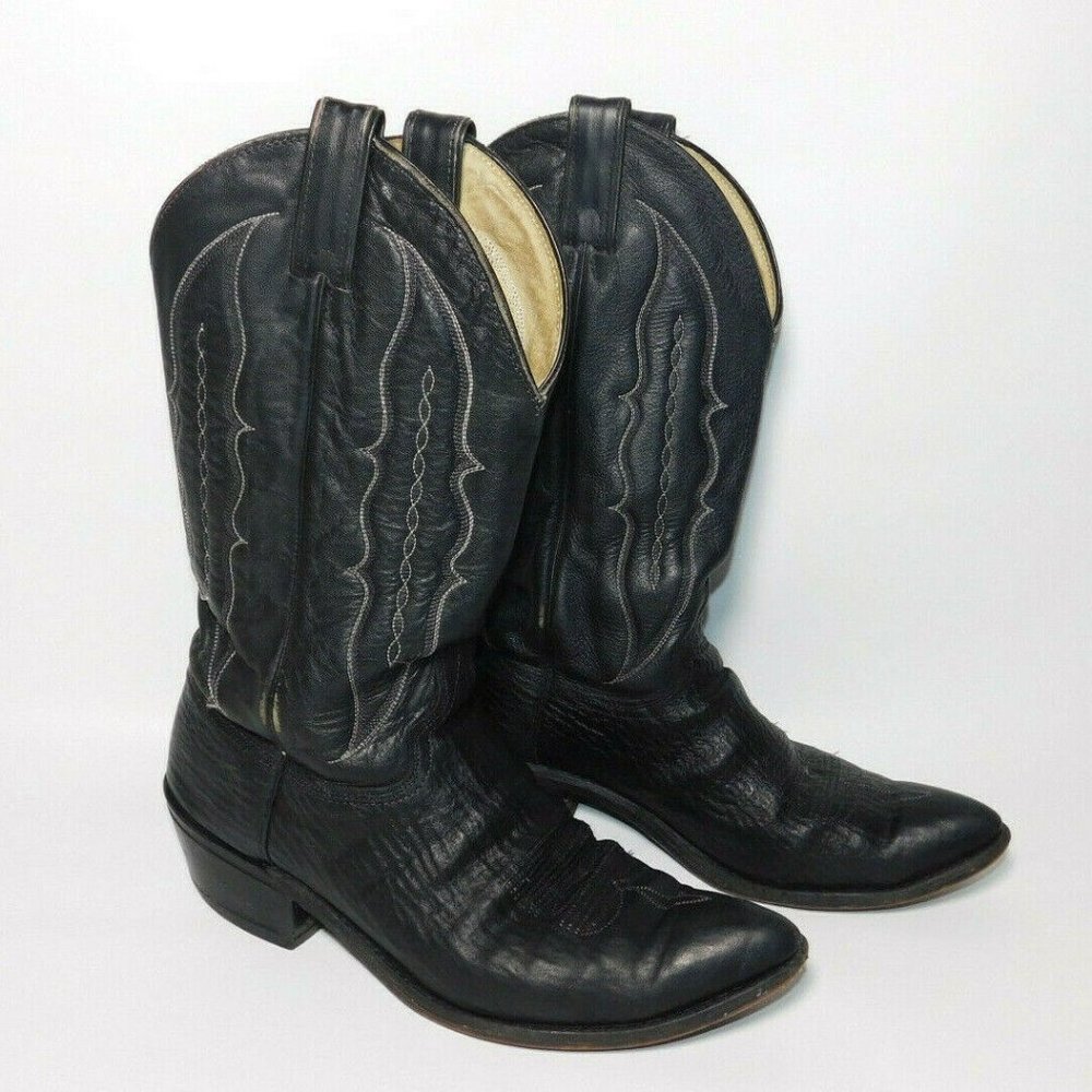 Vintage ABILENE TEXAS #5231 Black Leather Western Cowboy Boots Mens 10 D 10D